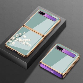 Ốp Lưng Kính Cường Lực Họa Tiết Hoa Mộc Lan Cho Samsung Galaxy Z Flip F7000 5g