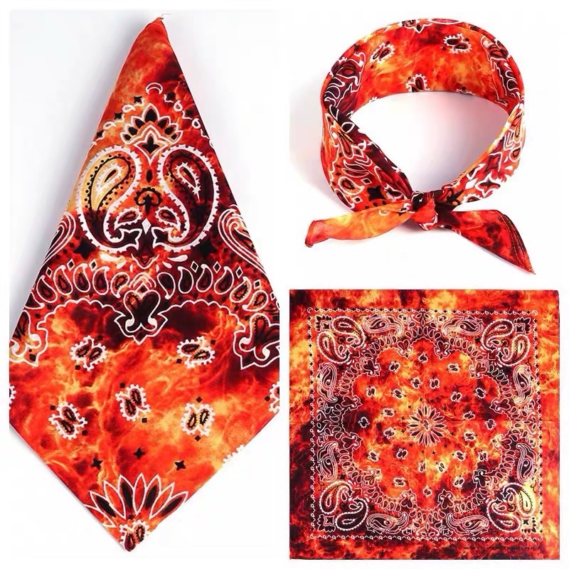 Khăn bandana cotton in hạt điều loang màu size 55x55cm