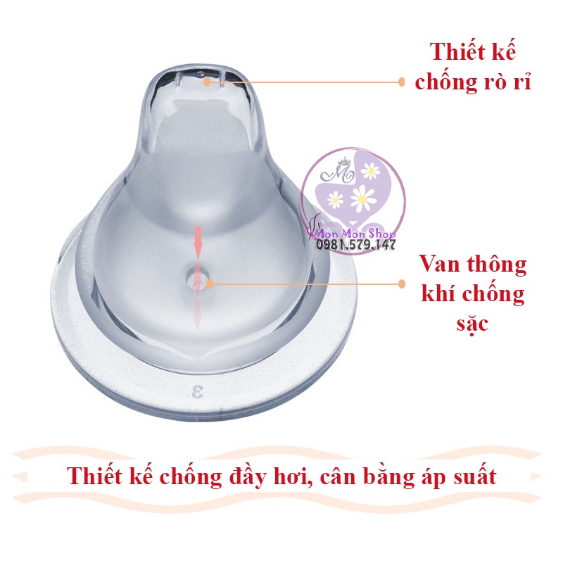 Núm vú/ núm ti cổ rộng UPASS cho bình tập uống ( núm ty mỏ vịt cho bình sữa, bình nước )