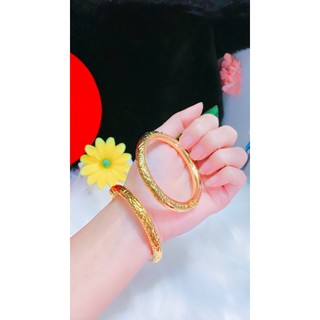 Vòng tay cưới khắc rồng phụng mạ vàng 24 cực đẹp