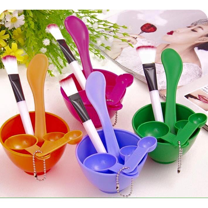 Bộ chén cọ khuấy trộn đắp mặt nạ bột - 6 món