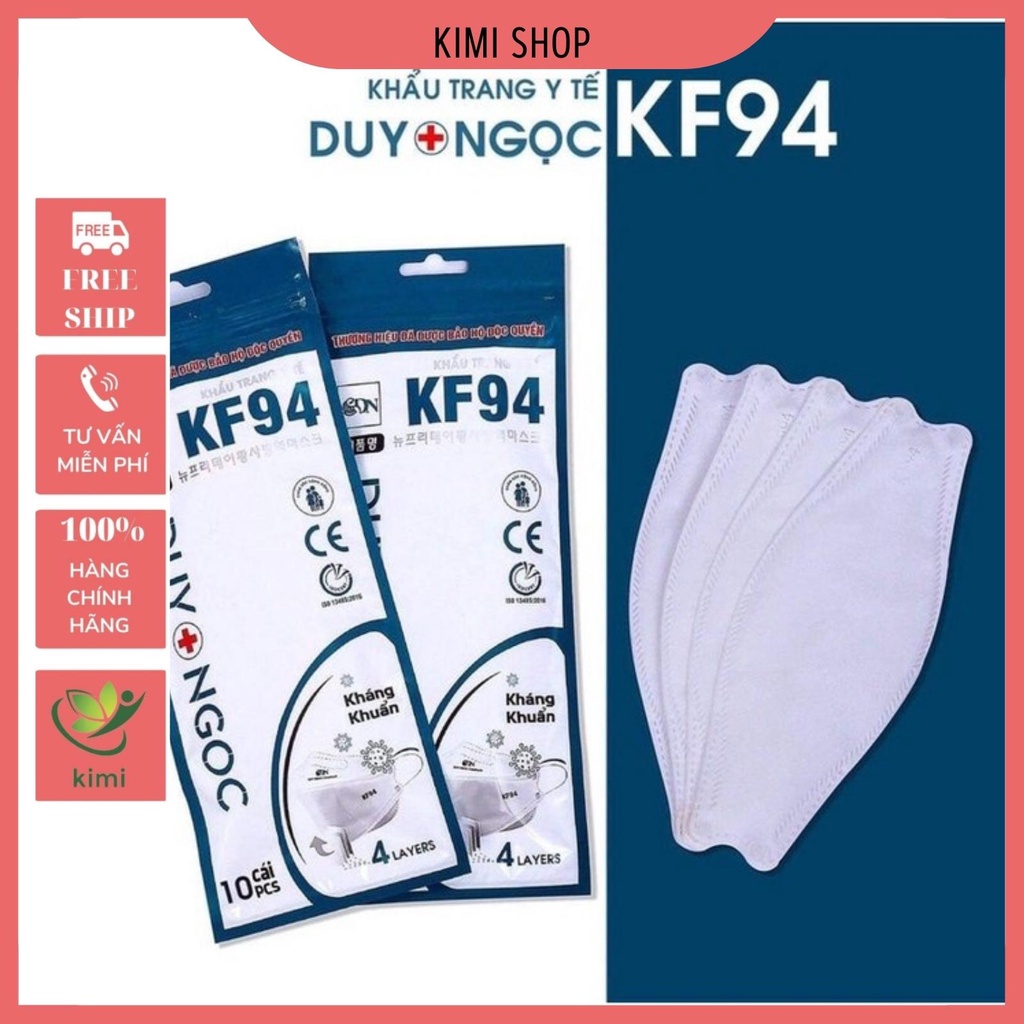 Khẩu trang y tế tiêu chuẩn Hàn Quốc KF94 Duy Ngọc kháng khuẩn gói 10 chiếc-KIMI-SHOP