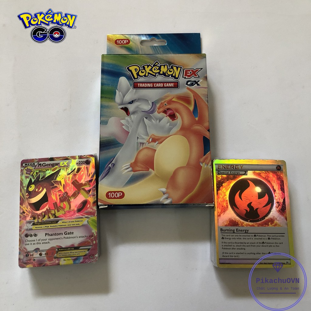 Bộ Thẻ Bài Pokemon 100 thẻ / bộ (bao gồm 59 thẻ EX + 1 thẻ năng lượng + 20 thẻ Mega + 20 thẻ GX) Cao Cấp