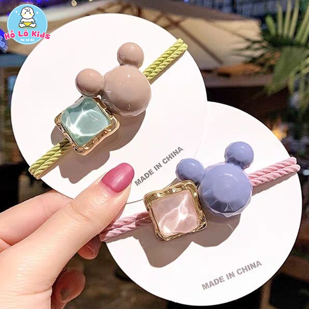 Dây cột tóc tai gấu đính đá ngộ nghĩnh đáng yêu nhiều màu sắc Hồ Lô Kids