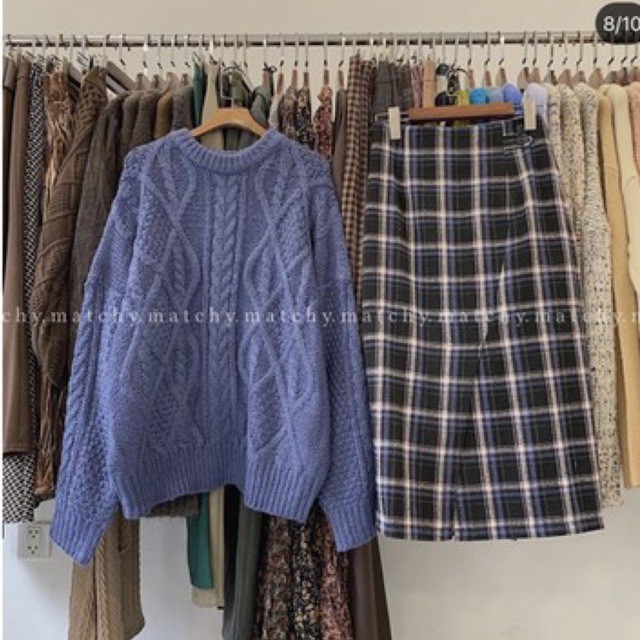 Áo len vặn thừng matchy dáng oversize siêu dày và ấm