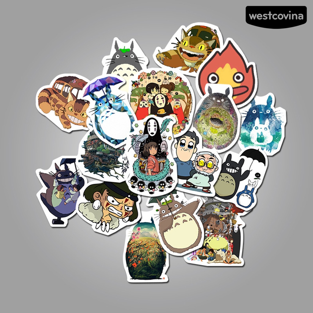 Set 50 sticker dán hình hoạt hình Hayao Miyazaki trang trí hành lý/sổ tay chống thấm nước DIY dễ thương