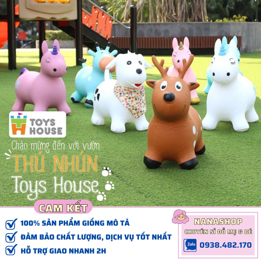 Thú nhún bơm hơi cao cấp Toys House chính hãng tặng kèm bơm