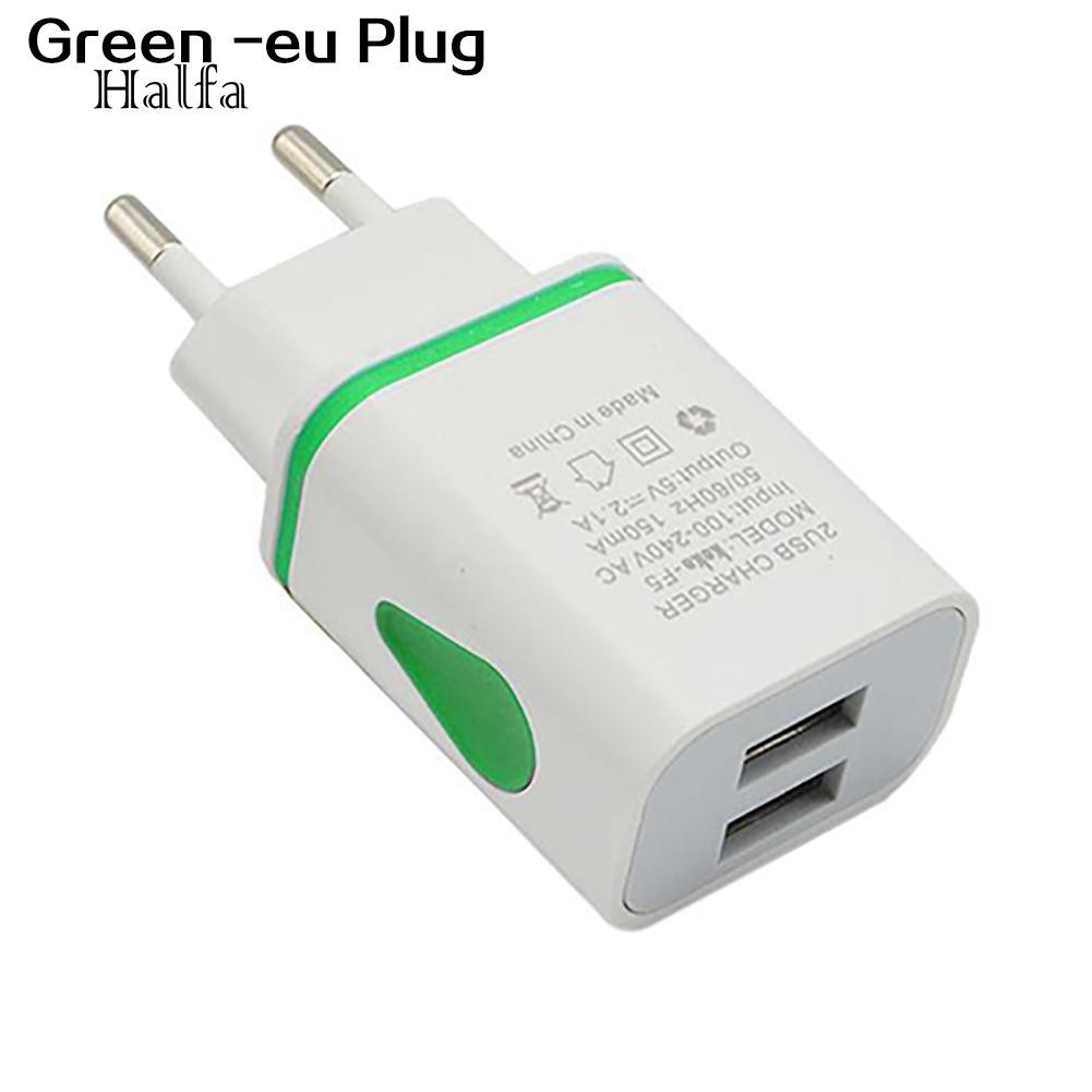 Củ sạc cắm tường 2 cổng kết nối USB điện áp 5V 2.1A tích hợp đèn LED | BigBuy360 - bigbuy360.vn