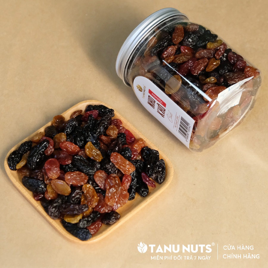 Nho khô Raisins 3 màu TANU NUTS, nho khô không đường Chile sấy chua ngọt