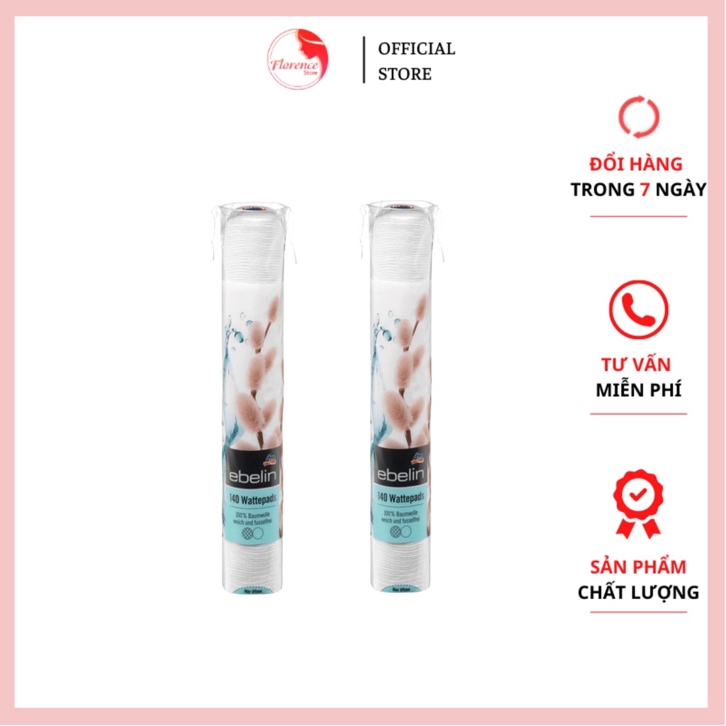 Bông tẩy trang Mềm mịn Ebelin Wattepads 140 miếng Nội địa Đức