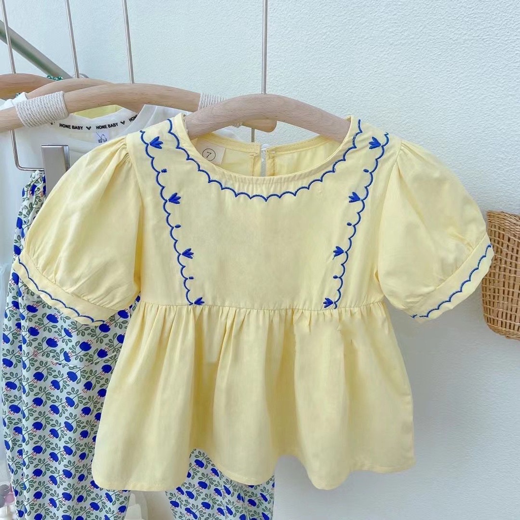 Bộ Đồ 2 Món Gồm Áo Thêu Hoa Và Quần Dài Chống Muỗi Mới Dành Cho Bé Gái 2022