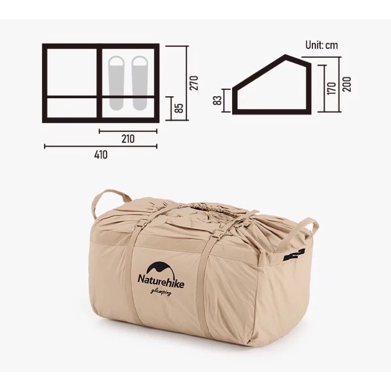Lều cotton bơm hơi glamping Naturehike Heng -  Air 12Y NH22ZP013