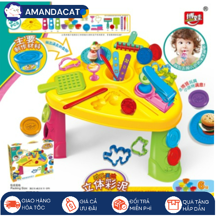 [Hàng sẵn mới về] Đồ chơi bàn chơi đất sét kèm đủ phụ kiện - Đồ chơi Đất nặn cao cấp