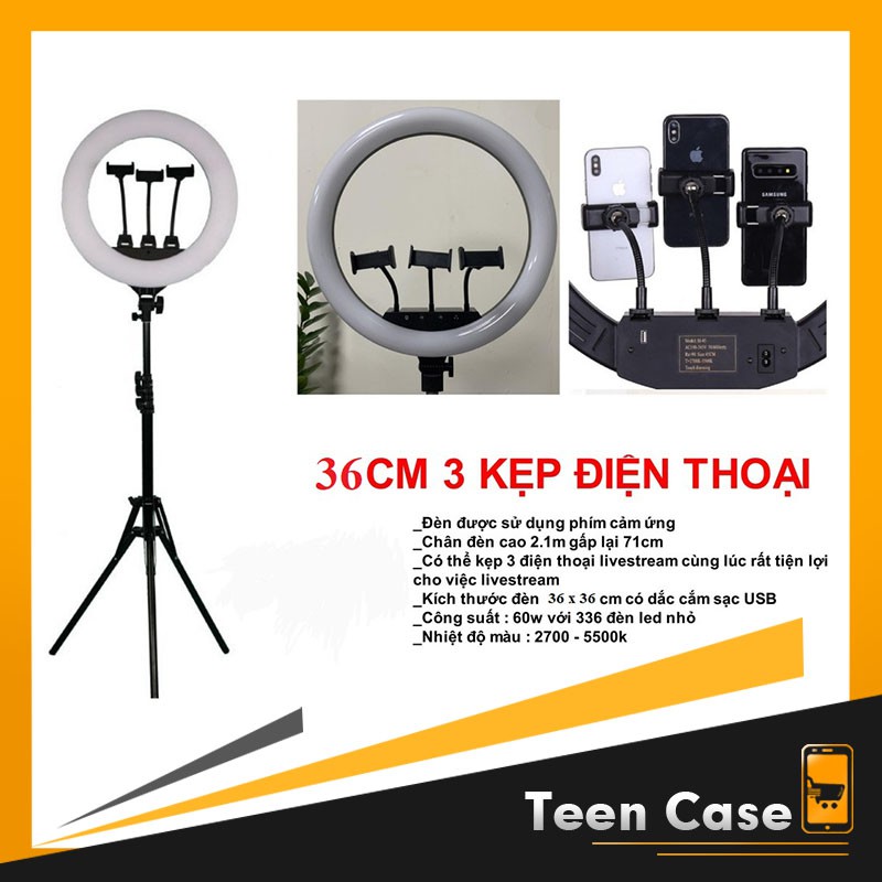 Đèn Livestream size 36cm  45 cm và chân 2m1 Hỗ Trợ Chụp Ảnh Make up Trang Điểm nhiều Chế Độ Sáng