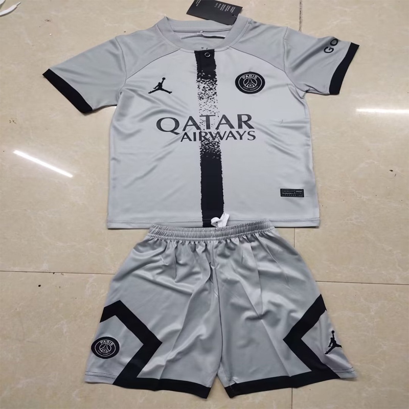 Bộ Quần Áo Bóng Đá Màu Xám Nhạt PSG / Paris Saint-Germain 2022 / 23 Cho Bé