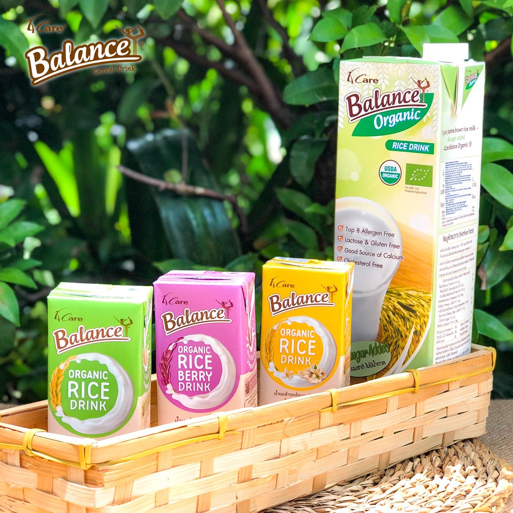 Sữa gạo hữu cơ Thái Lan 4Care Balance organic 180ml nhiều hương vị lựa chọn