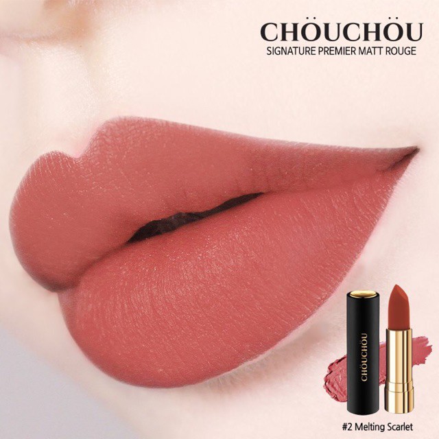 Son Thỏi-Chou-Chou-Signature Premier Matt Rouge Red Limited Education-Melting Scarlet#2hồng đất