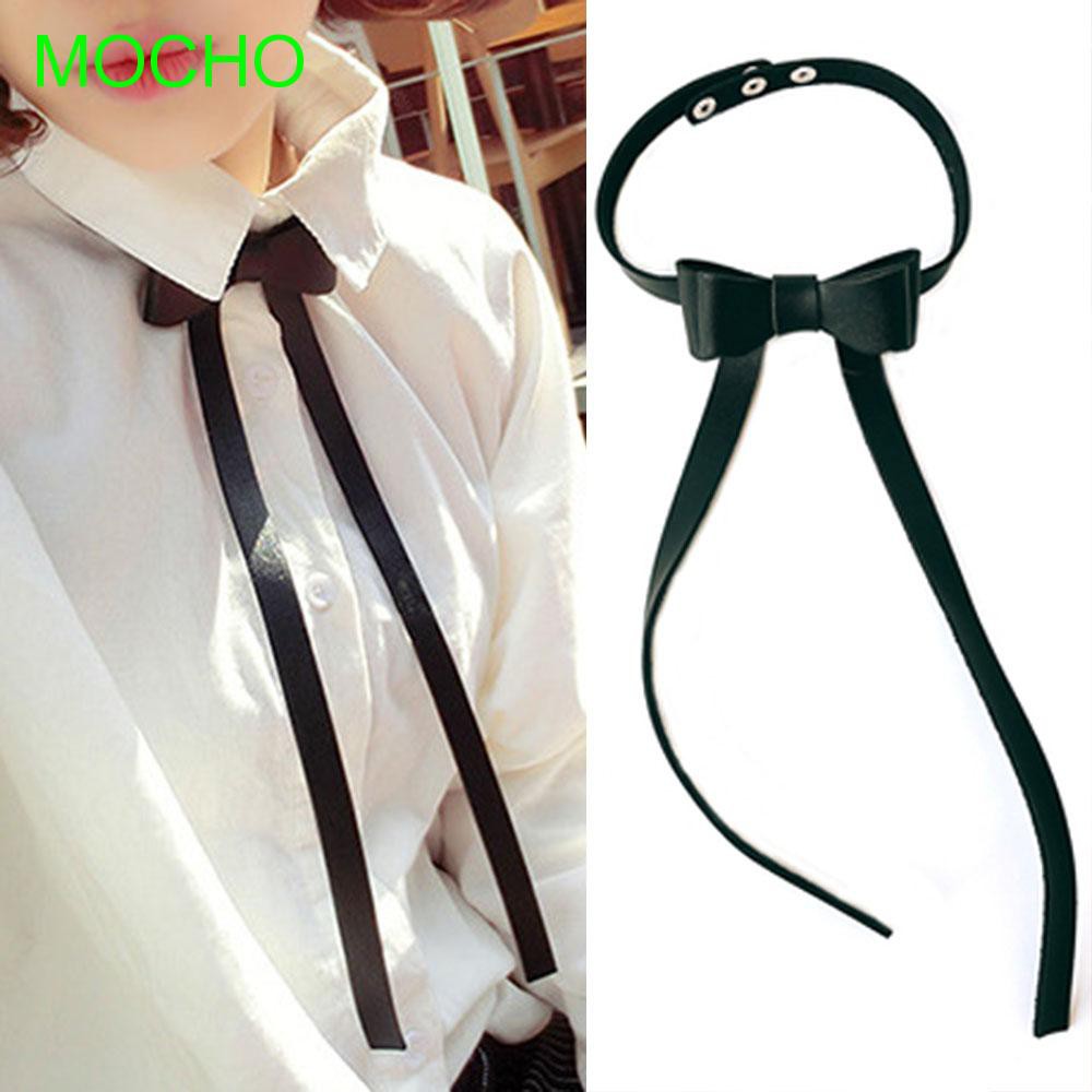 Vòng cổ da thắt nơ phong cách Punk