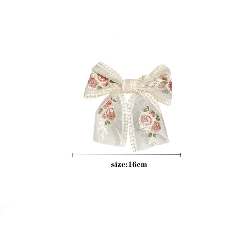 Kẹp Tóc Nơ Ren Thêu Họa Tiết Thời Trang Cho Nữ