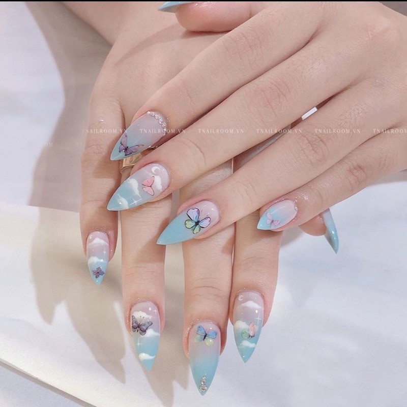 Miếng dán móng tay 3D nail sticker chủ đề con bướm 7 mẫu (lẻ 1 tấm)