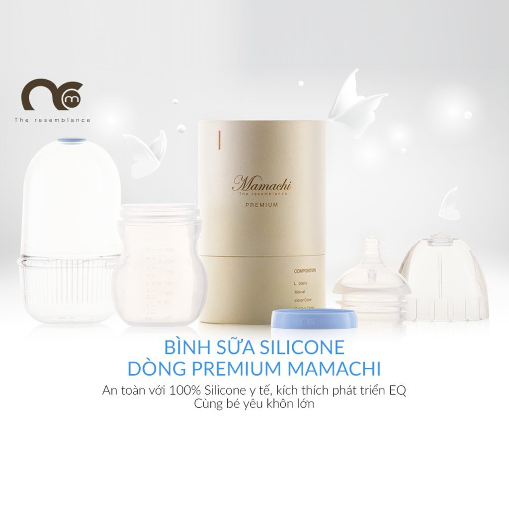 Bình sữa silicon cho bé MAMACHI Premium 160ml 260ml, bình sữa cho trẻ sơ sinh - Monnie Kids