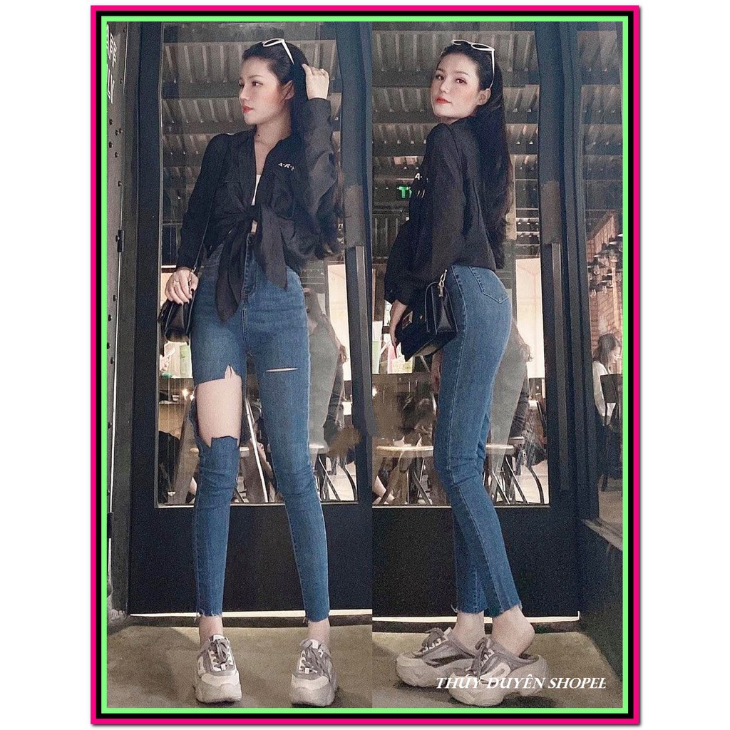 Quần jean nữ lưng cao KIỂU RÁCH TO NHỎ chất lượng siêu xịn nhiều màu lựa chọn RTN-61