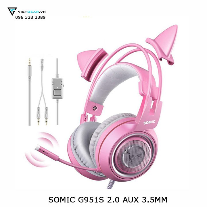 Tai nghe Somic G951s Pink Edition, dùng được cho điện thoại