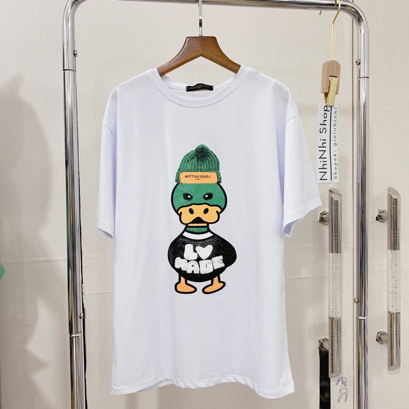 [Ảnh+Video thật] Áo thun tay lỡ Vịt Xanh Đội Mũ LV phông Unisex nam nữ Cotton oversize form rộng | BigBuy360 - bigbuy360.vn