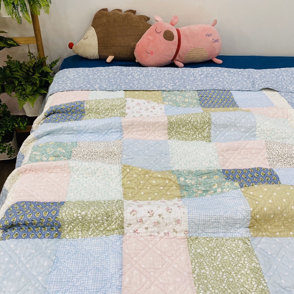 Chăn lẻ ô vuông xanh dương - CL144