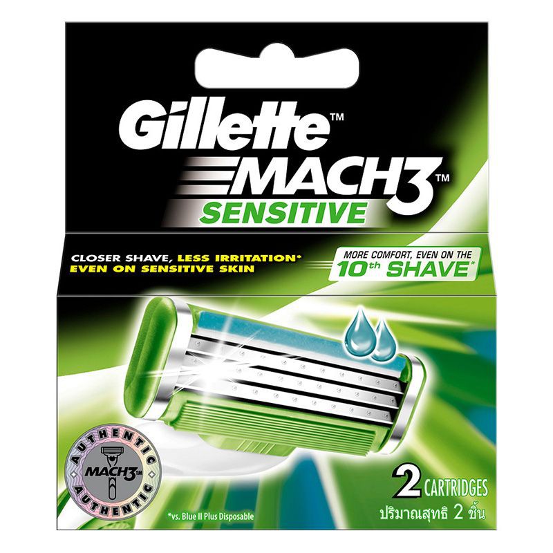 Vỉ 2 lưỡi dao cạo Gillette Mach 3 Sensitive