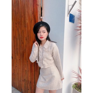 Set Dạ Tweet Croptop
