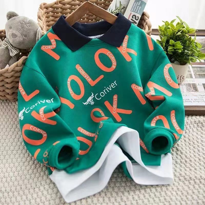 Áo Thun sweater Giả Hai Lớp Thời Trang 2022 Cho Bé Trai
