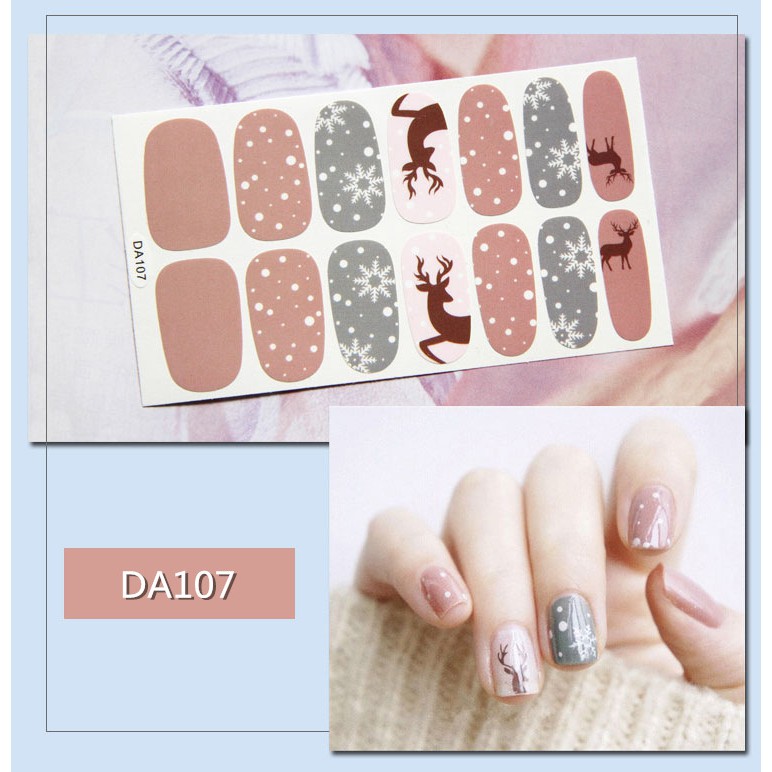 Bộ nail sticker 14 miếng dán móng tay trang trí 3D xinh xắn DA101-DA120 chống thấm nước