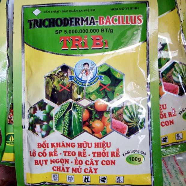 Trichoderma Bacillus 100gr - chế phẩm vi sinh kháng nấm .