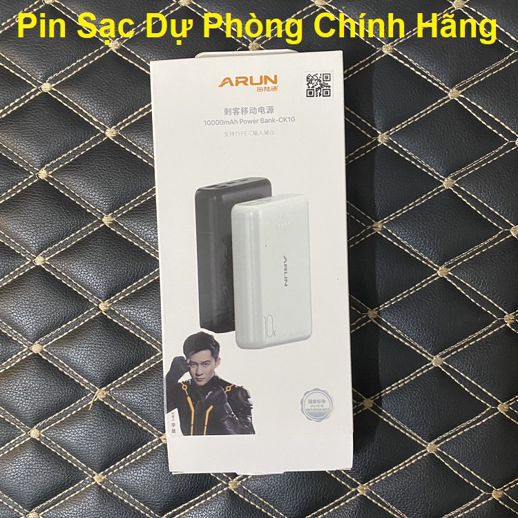 Pin Sạc Dự Phòng Mini, Chính Hãng Arun - CK10 - 10000MAh Nhanh 3.0A - Siêu Bền Tiện Dụng - Thiết Kế Chắc Chắn Thanh Lịch