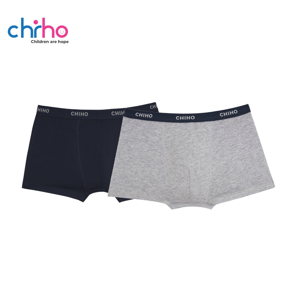 Quần Lót Bé Trai Cạp Chun CHIHO Chất Cotton Thoáng Mát, Thân Thiện Cho Bé Từ 2 - 11 Tuổi Màu Tím Than, Ghi BBX-03