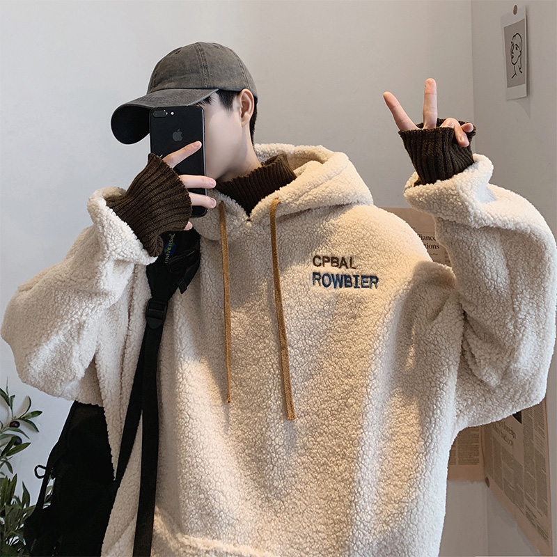 Áo Hoodie Lót Nhung Dày Dặn Dáng Rộng Thời Trang Mùa Đông Cho Nam Giới