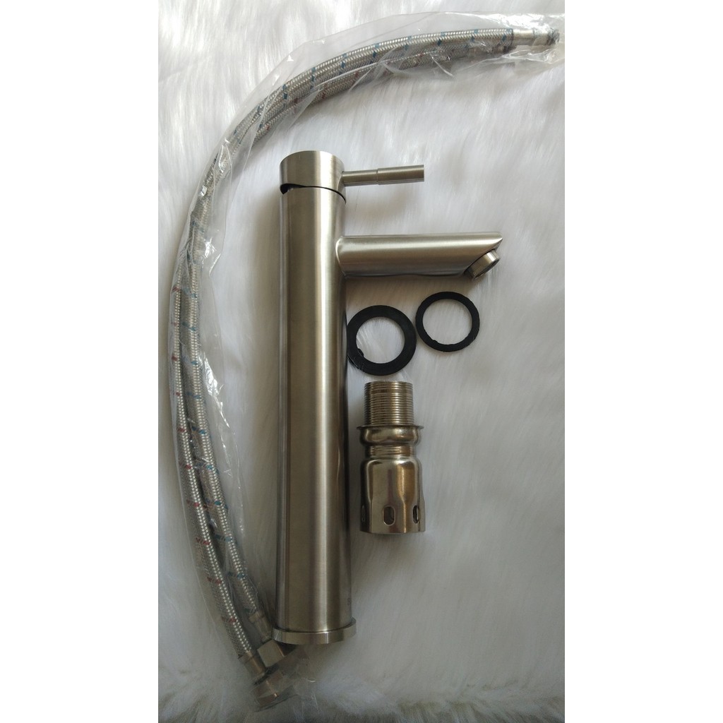 Vòi Lavabo nóng lạnh điếu cao 30cm inox SUS 304 tặng cặp dây cấp nóng lạnh