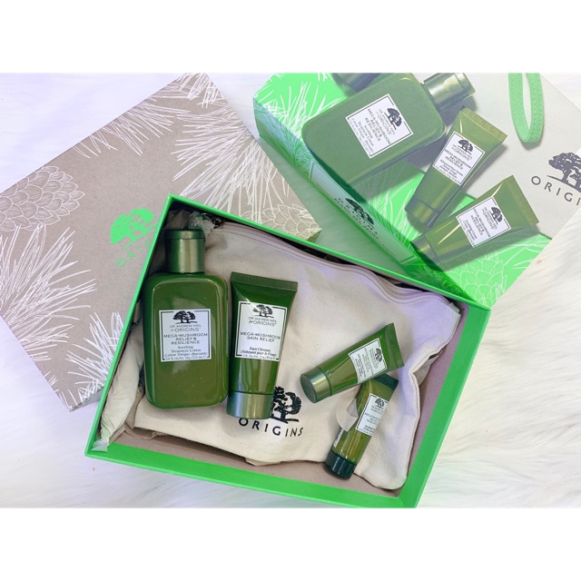 [ORIGINS] Set Dưỡng Da Origins READY,SET,RELIEF dòng Mega-Mushroom