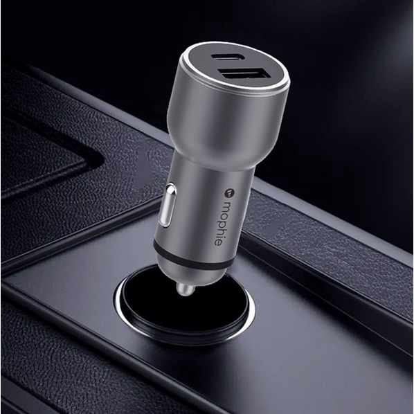 Sạc Ô Tô 38W 2 Cổng Mophie - PD 3.0 20W - QC 3.0 18W - Aluminum - Hàng Chính Hãng - Mới 100%