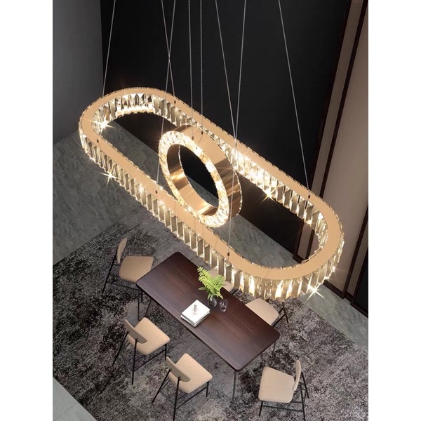 Đèn Thả Pha Lê 2 VÒNG HÌNH TRÒN HÌNH CẦU trang trí nội thất