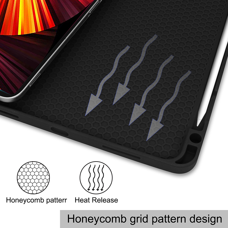 Bao da máy tính bảng có khe đựng bút cảm ứng bảo vệ thích hợp cho 2021 iPad Pro 11 inch