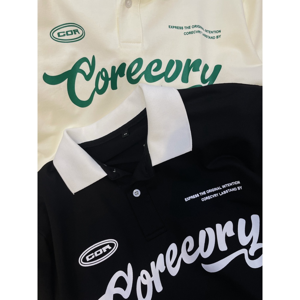 Áo polo unisex tay lỡ form rộng Coreeory, áo thun có cổ nam nữ chất cotton_ Hình thật tại Boin Store