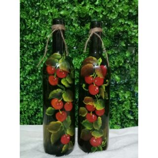 Chai thủy tinh deco vẽ quả Sơri