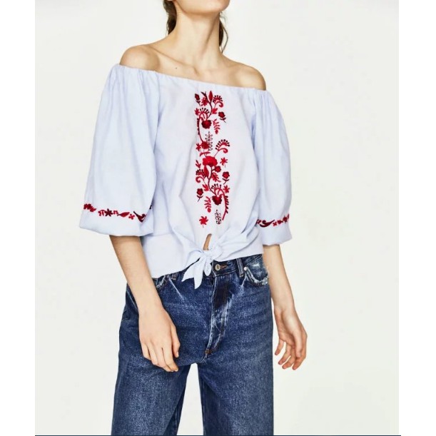 A00004 - ÁO HỞ VAI THÊU XANH - ORDER TAOBAO - SỈ/LẺ