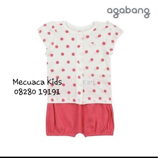 [90] Bộ cộc tay cotton thông hơi cho bé/bé gái chấm bi Agabang xuất Hàn