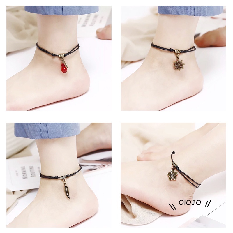 Vòng Chân Dây Sáp Màu Đen Sáng Tạo Nhiều Mẫu