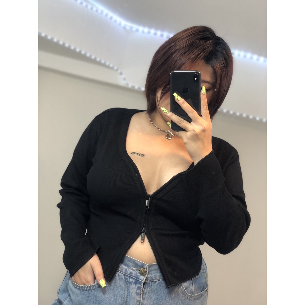 áo croptop nữ khóa kéo hai đầu cực sexy cho nàng bigsize FATTYTA CR11 | BigBuy360 - bigbuy360.vn