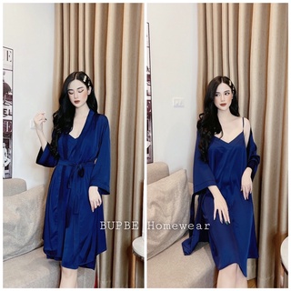 Váy ngủ kèm choàng mềm mại sang chảnh màu xanh coban và đỏ đủ size bigsize đồ ngủ đồ bộ