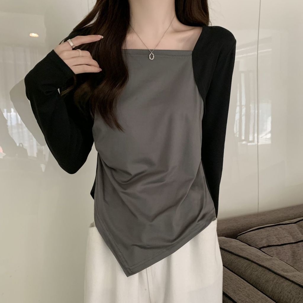 Áo Thu Đông Cỡ Lớn Màu Sắc Tương Phản Thời Trang